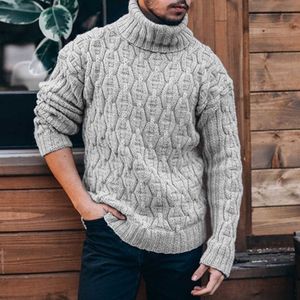 Mężczyźni Solidny kolorowy Sweter Turtleneck Z Długim Rękawem Top Luźny Duży Rozmiar Dziki Y0907