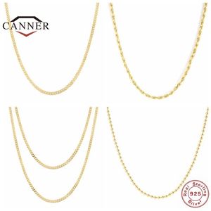 CANNER 925 Sterling Silver Chain Necklace for Women Clavicle Choker Necklaces Delicate Fine Jewelry cana plata de ley 925