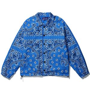 Herrenbekleidung Hip Hop Bandana Paisley Muster Bomberjacken Windjacke Harajuku Streetwear Herbst Lässige Mäntel Tops Kleidung 210927