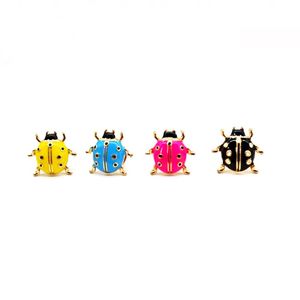 12 sztuk / partia Moda Biżuteria Akcesoria Design Metal Emalia Cute Insect Biedronka Odznaka Broszka Pin