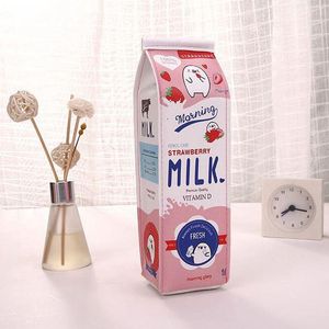 Sacchetti a matita simulazione creativa della custodia del cartone animato del latte grazioso sacchetto di cartoleria per borse per le forniture scolastiche rosse