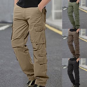 Męskie spodnie Mid-Waist Zip Cargo Relaxed Fit Solid Casual Spodnie z Multi Kieszonkowym Streetwear Oversize Dressants Pantalones