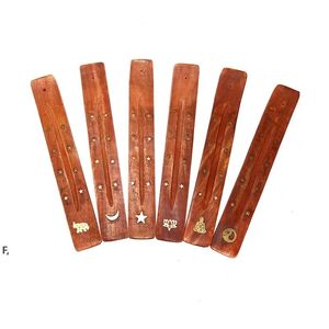 Wooden Incense Stick Holder Tray Fragrance Lamps Ash Catcher Creative Printing Stars And Moon Burner Holders Censer Tool RRB13170