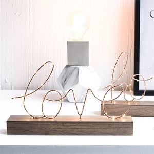 Raumdekor Tischlampe LED-Licht LIEBE Buchstaben Schlafzimmer Zuhause Wohnzimmer Hochzeit Dekoration Figuren Ornamente Valentinstag Geschenk 211101