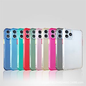För iPhone 12 Pro Max Mini 11 xr Mobiltelefon Väskor Colorfull knapp Frostat TPU Mjuk Anti-Fall Protective Case