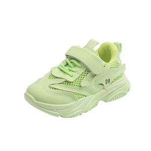 2021 Pink Kids Sneaker for Girls 2021 Autumn New Korean Kids Boys and Girls Mesh Breathable Soft Sole Mesh Running Dad Shoes G1025