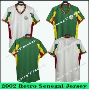 2002 Senegal Retro Diouf Futbol Formaları 02 03 Eve Uzakta Yeşil Beyaz Camisetas de Futbol O.Daf Diop H.Camara Kh.fadiga Vintage Futbol Gömlek