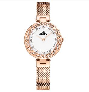 Diamond Goddess Luminous Quartz Womens Watch Mesh Belt Wear Resistant Ladies Wrist Watches Nature Beauty Light Luxury Fashion Akdpn armbandsur