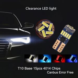50 pçs / lote T10 W5W Wedge 4014 15smd Erro de CANBUS Lâmpadas LED gratuitas para lâmpadas de limpeza de carro Cúpula de porta de leitura de porta luzes 12V