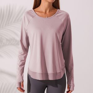 Luluwomen Женщины спортивные футболки йоги топы с накаленной фитнес-одеждой с длинными рукавами.