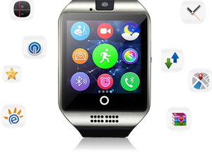 100 % original Q18 Smart Watches Bluetooth Armband Smartwatch TF SIM-kort NFC med kamerachattmjukvara Kompatibla iOS Android-mobiler med butiksbox