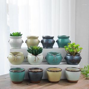 Planters & Pots Modern Ceramic Hand-painted Mini Flowerpot Succulents Decorations For Balcony Home Decor Small Flower