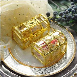 Wholesale plastic jewellery boxes for sale - Group buy 30PCS Top Grade Large Size Treasure Box Gold Transparent Plastic Wedding Gift Boxes Baby Shower Candy Box Jewellery Box H1231