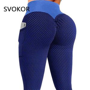 Svokor S-2XLフィットネスポケットレギンスレギンス女性シームレスなワークアウトレギンスハイウエスト押下女性ブラックアクティブウェアジム服211204