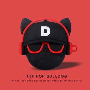 3D Karikatür Müzik Bulldog Serin Kaya Köpek Kulaklık Kılıfları Anti-Güz Koruyucu Yumuşak Kılıf Apple Airpods Için 1 2 Pro Bluetooth Kulaklık Kapak