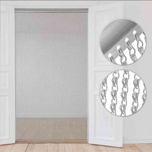 Vevor Aluminium Metalowa Kurtyna Łańcuchowa 84x35 Cal Silver Chain Curtain Screen Screen Screen Room Divider Krajowy użycie komercyjnych 210913