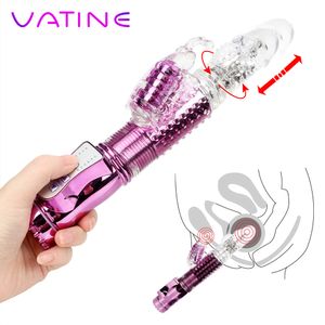 VATINE Butterfly Vibrator Telescopic Rotating Bead Rods Dual Vibration Wand Dildo Sex Toys for Women USB Rechargeable Y191221