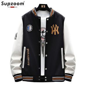 Ankomst Autumn Baseball Wear Students Fat Teenagers Preppy Style Rib Sleeve Kort tryck Bomber Jacket Brand Clothing 220124