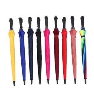 Umbrella Long Straight Handle 16K Strong Windproof Solid Color Pongee Umbrellas Rainbow Men Women Sunny Rainy Bumbershoot GYL101