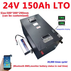 GTK 24V LTO Batteri 150AH Lithium Titanate med Bluetooth BMS för 3000W Solenergisystem Motor Hem Fiskebåt + 10A laddare