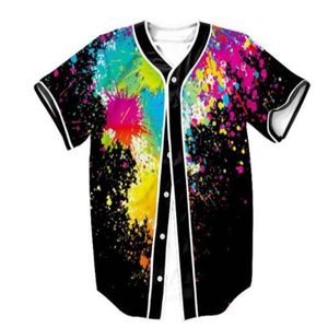 Sommar mode män jersey röd vit gul multi 3d tryck kort ärm hip hop lös tee shirts baseball t-shirt cosplay kostym 034