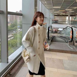 Vizon Mont Kadınlar Kış Üst Moda Pembe Faux Kürk Zarif Kalın Sıcak Giyim Sahte Ceket Bezleri 210427