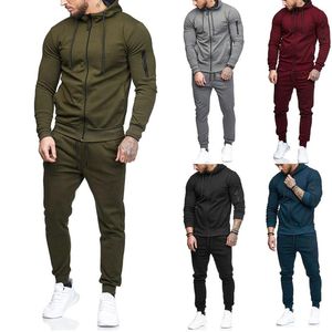 Men s Tracksuits Men Sets Fashion Sweatshirt Sporting Suit Casual Jacket With Pants Black Gray Red Fitness Coat Track