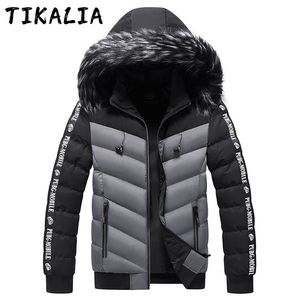 Mens Autumn Winter Parkas Jacket Men Puffer Jacket Thicken Outwear Coat Fur Collar Coat Fashion Clothing Cotton Padded Coat Warm 211014