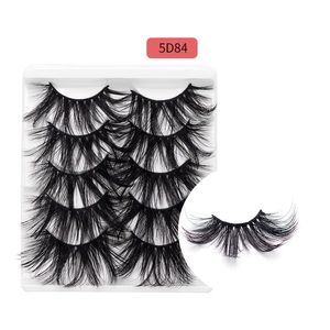 Eyelashes falsos de 25mm grossos 5 pares ajustados macio vívido feitos artesanais de chicote de lashes de extensões de extensões para os olhos