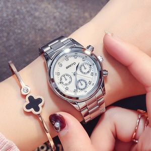 Kobiety Zegarek Kostium Damska Moda Rhinestone Diamond Sukienka Zegarki Wysokiej Jakości Luksusowy Wristwatch White Shell Dial Stal Nierdzewna Pasek