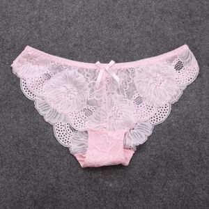 2021 Nya Lace Briefs Panties Kvinnor Sexig Bikini Underkläder Kvinna Broderi Tanga Plus Storlek Erotisk Underkläder Rosa Svart Vit Röd