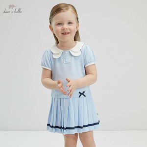 Dbj17563 Dave Bella verão bebê menina bonito listrado vestido drapeado crianças vestido festa de moda crianças infantil lolita roupas q0716