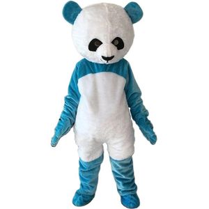 Costume della mascotte del panda blu di Halloween Animale dei cartoni animati Personaggio a tema anime Natale Festa di carnevale Costumi di fantasia Taglia per adulti Compleanno Vestito da esterno