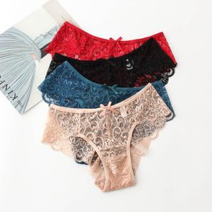 Women Lace Briefs Panties Sexy Summer Transparent Underwears Womens Middle Waist Underwear For Lady Black White Red