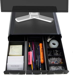 2Monsta3d-BLK PC, laptop, stand de monitor do iMac e organizador de mesa com 3 empates para armazenamento, 2 pack, preto