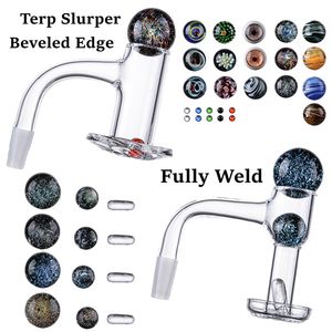 Terp Slurper Banger Beveled Edge Quartz Bangers喫煙アクセサリースピンネイルパールルビーピルシームレスな完全溶接ガラスの水の石油リグ水パイプ