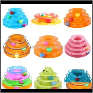 Tillhandahåller hem Gardenfunny Pet Toys Crazy Ball Disk Interactive Amusement Plate Play Disc Trilaminar Turntable Cat Toy Year Drop Delivery 20