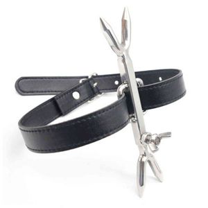NXY Adult Toys Adjustable Neck Collar Pu Belt Exotic Accessories Sex For Women Couples Game Metal Fork Restraint Bdsm Gear 1201
