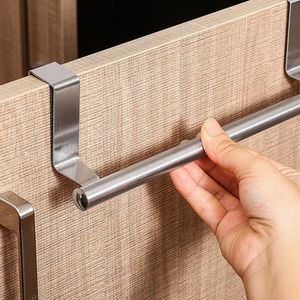 Towel Rack Kitchen Cabinet Towel Bar Rag Stand Holder Stainless Steel Door Hanging Organizer Shelf Bathroom Storage Accessories