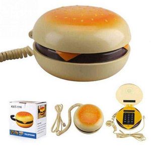 [Funny] Durable CB2 Novetly J Hamburger Cheeseburger Burger Corded Phone Novelty Really Telephone bread model phone Cute Gift G1224