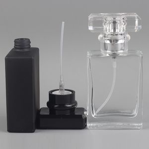 8 Pack 30ml / 1 oz. Clear Refillable Perfume Bottle, Portable Square Empty Glass Perfume Atomizer Bottle with Spray Applicator