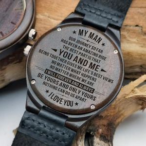 Give Man Boyfriend Back Carved Information Night Light Wood Watch Holiday Birthday Gift Wristwatches