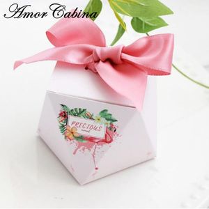 Geschenkverpackung 30pcs European Creative Persönlichkeit Diamond Candy Box Pink Flamingo Serie Schokoladenbomboniera mit Band
