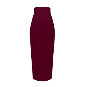 Kvinnor godis färg sexig neon grön rosa orange gul rosa midi knä längd bandage kjol designer penna kjol faldas 78cm 210721