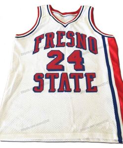 Custom Retro Chris Herren # 24 Basquete Jersey Fresno Estado Buldogs Faculdade Homens Costurados Branco Qualquer Número Número Tamanho S-4XL Vest Jerseys