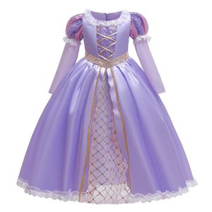 Dziewczyna Suknie Halloween Dla Dziewczyn Princess Costume Kid Długie Rękawe Urodziny Dress Up Party Odzież Dzieci Purpurowa Suknia Cosplay