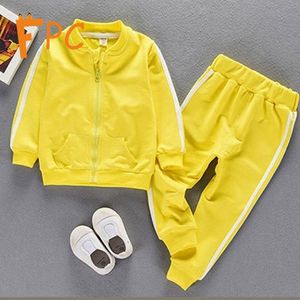 Conjuntos de ropa Otoño deportivo Conjunto de 2 piezas Niños pequeños Niños Sólidos Cremallera Abrigo Pantalones Boy Girl Ropa Vaina Manga completa Niños 12M-5T Niñas