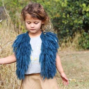 Stickade Tassels Vest Kids Girls Jackor Sweater Toddler Baby Girl Ytterkläder Waistcoa Coats 1-5yrs Mode Kläder 210521