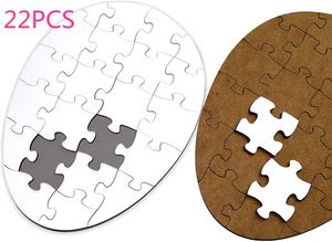 DHL Uovo di Pasqua Forma ovale Legno Vuoto Sublimazione Puzzle Fai da te Calore Pressa Trasferimento MDF Vuoto Jigsaw Decorazione per feste 22 PZ CG001