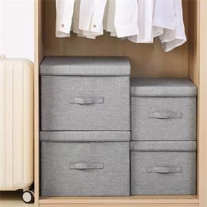 Clothes Storage Box Organizer Fabric Foldable With Lid Underwear Socks Toys Sundries Closet s 210922